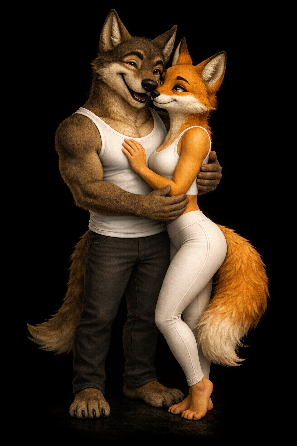 WolfFoxy Beast couple wearing the real-life singles signal